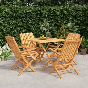 vidaXL 5 pcs conjunto de jantar p/ jardim madeira de teca maciça