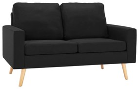 2 pcs conjunto de sofás tecido preto