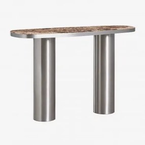 Consola De Entrada Oval 120x40 Cm Em Pedra Natural E Aço Inoxidável Fertrix Mármore Castanho Emperador - Sklum
