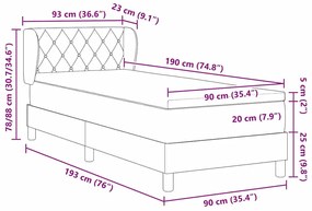 Camas Box com Colchão vidaXL Cinza Escuro 90x190 cm em Veludo