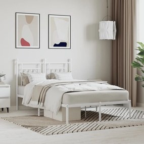 vidaXL Estrutura de cama com cabeceira 120x200 cm metal branco