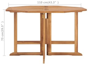 Mesa de jantar para jardim dobrável 110x110x75 cm teca maciça
