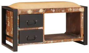 vidaXL Banco de Armazenamento Multicolorido 80x35x40 cm Madeira Sólida Recuperada