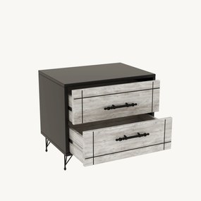 Mesa de Cabeceira Night – Cinza e Preto – 50x55x40 cm