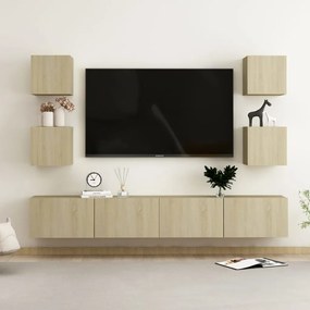 Conjunto de 6 Móveis de Parede de TV Funchal L - Carvalho - Design Mod