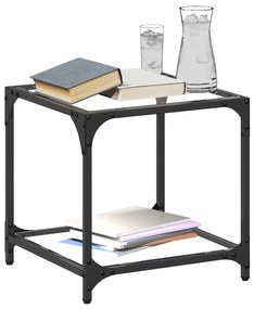 Mesa de centro c/ topo em vidro transparente 40x40x40 cm aço