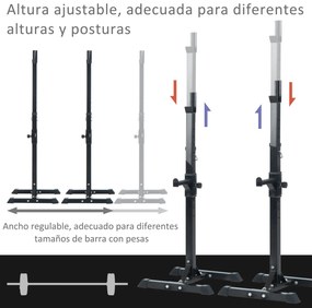 HOMCOM Suporte de Barra de Pesos Prateleira Ajustável de 12 Camadas Barra Levantamento de Pesos Academia Máx. 150 kg Aço 52x48x108-163 cm Preto