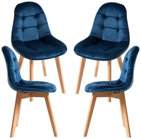 Pack 4 Cadeiras Kelen Veludo - Azul