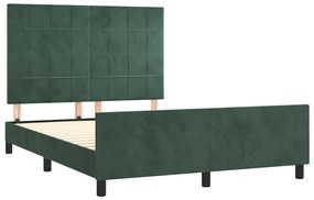 Estrutura de cama sem colchão 140x200 cm veludo verde-escuro