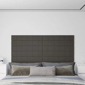 vidaXL Painel de parede 12 pcs 90x15 cm veludo 1,62m² cor cinza-escuro