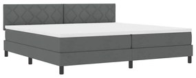Cama Box Spring com Colchão &amp; LED Cinza Escuro 200x200 cm Tecido