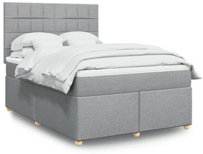 Cama com molas/colchão 140x200 cm tecido cinzento-claro