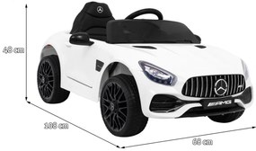 Carro elétrico para Crianças 12V Mercedes Benz GT, Rodas Espuma EVA, Assento couro ecológico Branco