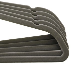 Conjunto de 100 cabides em veludo com barra 45 x 23,5 cm cinzento