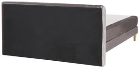 Cama de casal continental em veludo cinzento 180 x 200 cm MARQUISE Beliani