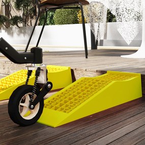Conjunto de 2 rampas para automóveis e veículos comerciais – rampa de carga, dimensões: 70 x 19,5 x 7,8 cm, PP amarelo