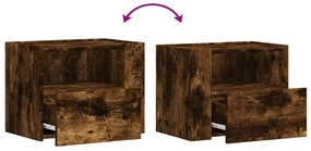 Mesa de cabeceira de parede 45x30x35 cm carvalho fumado