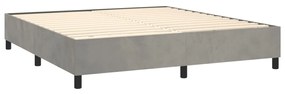 Cama box spring c/ colchão/LED 160x200 cm veludo cinzento-claro