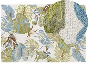 Tapete de lã com padrão de folhas multicolor 140 x 200 cm KINIK Beliani