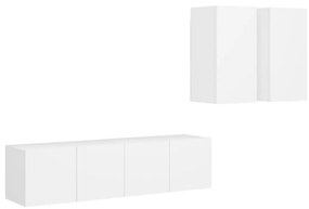Conjunto de 4 Móveis de Parede de TV Régua S - Branco - Design Moderno