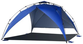 Tenda de Praia Dobrável Tenda de Praia com Bolsa de Transporte Impermeável para Parque Campismo 247x247x145 cm Azul