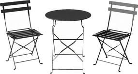 Outsunny Conjunto Bistrô Exterior, Mobiliário de Jardim Dobrável com Mesa e 2 Cadeiras, Preto. | Aosom Portugal