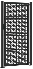 Portão de jardim 105x205 cm preto design cruzado de aço