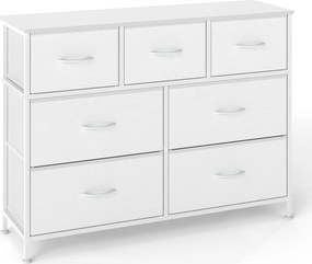 Cómoda com 7 gavetas forradas a tecido 30 x 98,8 x 73,7 cm Branco