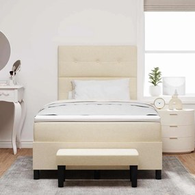 Cama Box com Colchão &amp; Banco Creme 120x200 cm Tecido