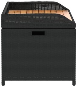 Banco de arrumação 100x50x52 cm vime PE e madeira acácia preto