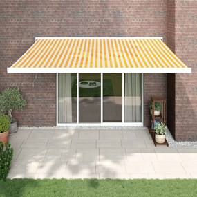 Toldo retrátil 4,5x3 m tecido e alumínio amarelo e branco