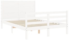 Estrutura de cama com cabeceira 120x200cm madeira maciça branco