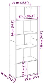 Estante 70x36x189 cm derivados de madeira cinzento cimento
