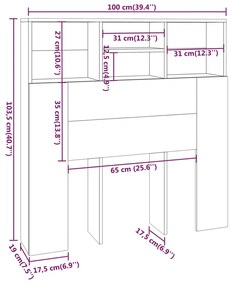 Cabeceira de cama com armário 100x19x103,5 cm branco