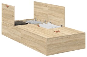 Cama de Armazenamento em Carvalho Sonoma 75x190 cm em Madeira Engenhar