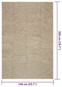 Tapete ZIZUR bege 140x200 cm aspeto de juta interior e exterior