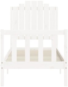 Estrutura cama de solteiro c/ cabeceira madeira maciça branco