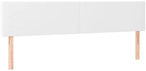 Cabeceira de cama c/ LED couro artificial 160x5x78/88 cm branco