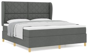 Cama Box com Colchão - Cinza Escuro, 180x200 cm, Tecido