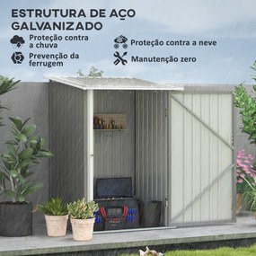 Abrigo de Jardim 0,92 m² 100x103x160 cm de Aço Galvanizado com Porta Fechadura e Teto Inclinado  Cinza