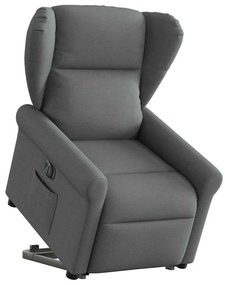 vidaXL Poltrona reclinável elevatória elétrica tecido cinzento-escuro