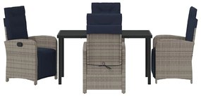 Conjunto de Jantar de Jardim com 5 Peças em Rattan Sintético Cinza