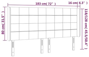 Cabeceira cama c/ LED tecido 183x16x118/128cm cinza-acastanhado