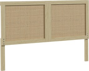 HOMCOM Cabeceira de Madeira com Efeito Rattan, Design Boho, para Quarto, 140 x 4 x 87 cm, Carvalho | Aosom Portugal