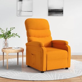 vidaXL Poltrona reclinável tecido amarelo mostarda