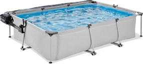 Piscina retangular Soft Grey 300 x 200 x 65 cm com bomba de filtragem e cobertura - cinzenta