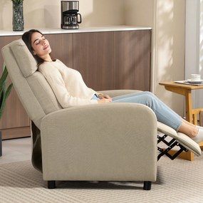 Poltrona Relax Reclinável até 155° Poltrona Reclinável Manual para Pessoas com Altura Inferior 195 cm 67x87x98 cm Bege