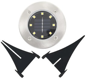 Iluminação LED solar de solo 8 pcs branco quente