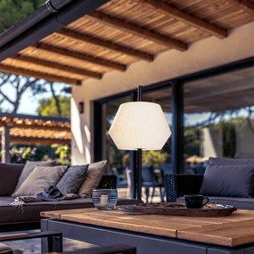 Candeeiro de mesa exterior moderno preto com cúpula branca IP44 - Robbert