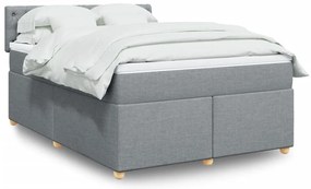 vidaXL Cama com molas/colchão 140x200 cm tecido cinzento-claro